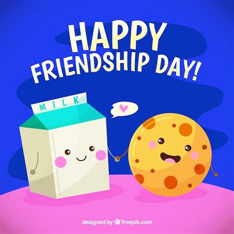 Friendship Day Background With Food Caricature Free Vector