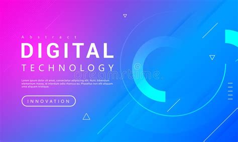 Digital Technology Banner Pink Blue Background Concept With Technology