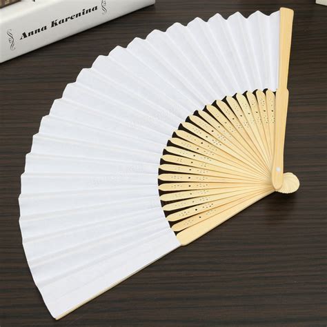 Simple Blank Diy Paper Hand Folding Fan Wedding Party Folding Fans T