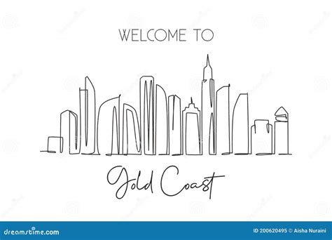 Gold Coast Australia City Map In Black And White Color Outline Map Vector Illustration