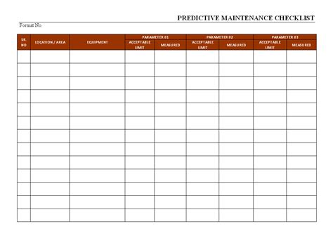 Need a couple of things: Predictive Maintenance Checklist format | Samples | Word ...