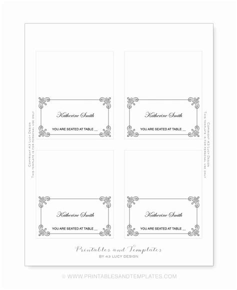 Printable Free Place Card Template 6 Per Sheet