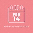 Calendario del 14 de febrero en color rosa en estilo de diseño plano ...