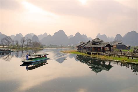 Stock Image Of Landscape In Yangshuo Guilin China Editorial Stock