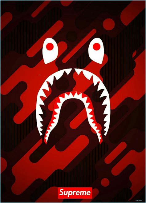 Download Supreme Shark Wallpaper Red Bape Neat By Dwayneh89 Bape