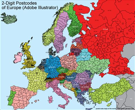 Detailed European Postcode Map Download Editable