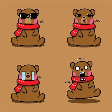 Vector Illustration Of Cute Bear Emoji 12791265 Vector Art At Vecteezy
