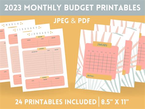 2023 Digital Monthly Budget Planner And Financial Calendar Etsy