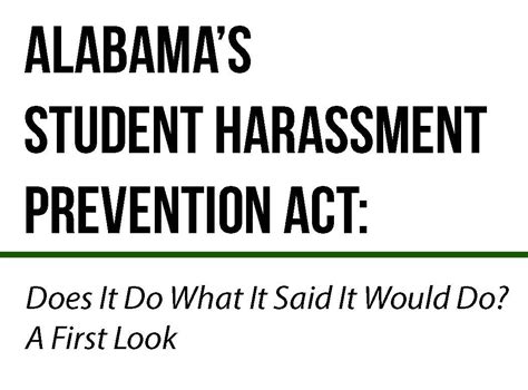 Alabama School Connection The Student Harassment Prevention Act Does