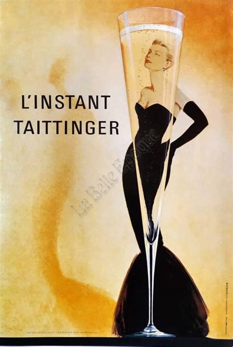 French Modern Champagne Vintage Poster L Instant Taittinger Sml