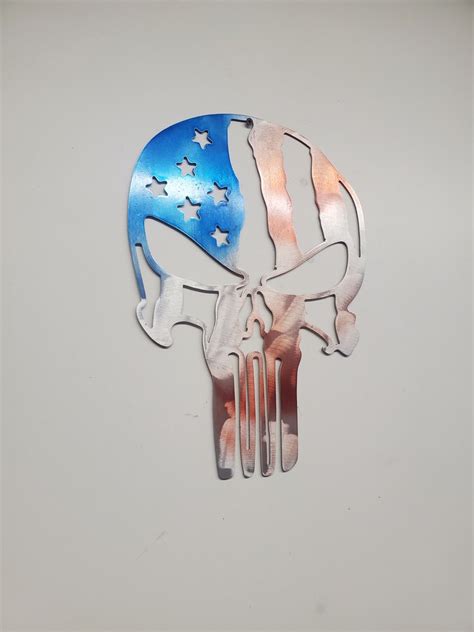 Punisher Skull American Flag Metal Flag Made In Usa Rustic Etsy