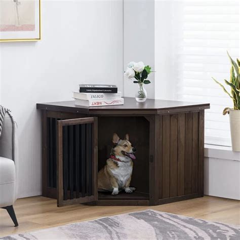 10 Space Saving Corner Dog Crates That Double As Furniture Hey