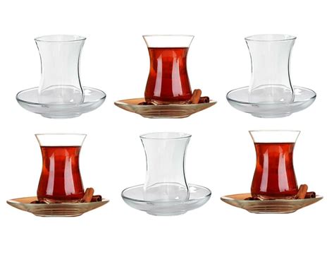12 Pcs Tea Glasses Designer Turkish Tea Cups Saucers Glass Cay Bardagi Cups
