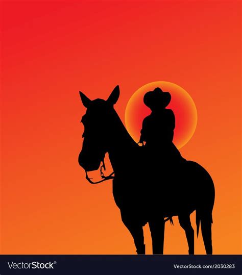Cowboy Silhouettes On The Sunset Background Download A Free Preview Or