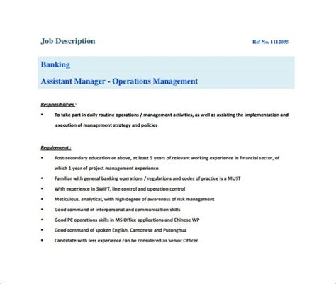 General and operations manager job description template word pdf. 12+ Assistant Manager Job Description Templates | Free ...