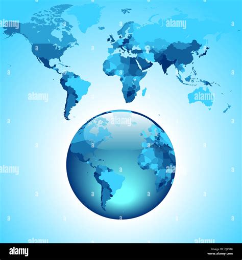 Globe On Blue World Map Stock Photo Alamy