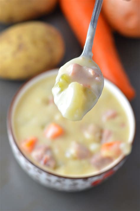 Cream Of Potato And Ham Soup Recipe Ham Soup Ground Beef Potatoes