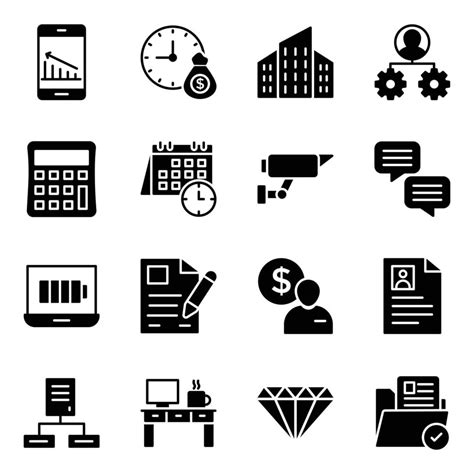 Pack Of Business And Project Management Glyph Icons 16439058 Vector Art