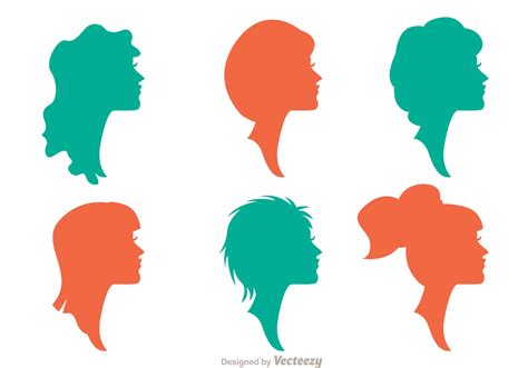 Silhouette Woman With Hairstyles Vectors Pack 1 Download