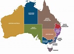 Australia regions map - Map of Australia regions (Australia and New ...