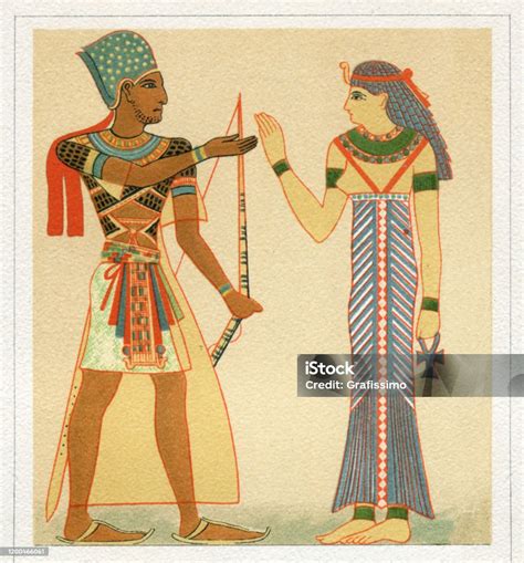 전통 의상을 입은 파라오와 이집트 여왕 의류에 대한 스톡 벡터 아트 및 기타 이미지 의류 이집트 고대 이집트 문화 istock