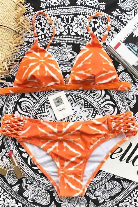 Cupshe Orange Boom Tie Dyed Bikini Set Bikinis Bright Bikinis Summer Fashion Beach
