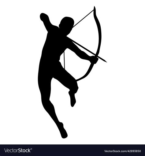 Man Archer Jumping Pose Silhouette High Quality Vector Image