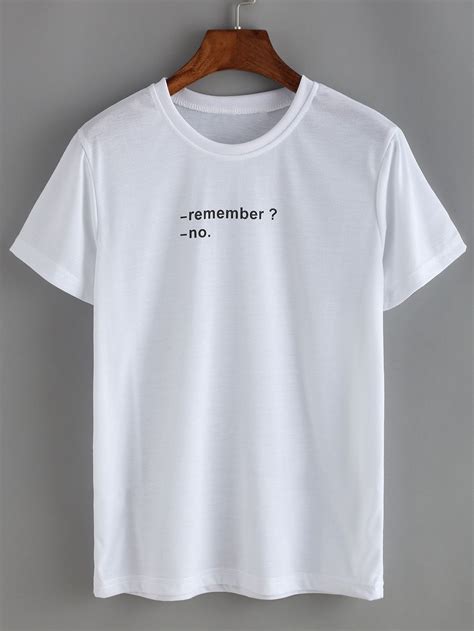 Shop White Letters Print T Shirt Online SheIn Offers White Letters Print T Shirt More To Fit