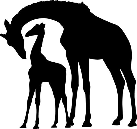 Giraffe Mother And Child Wall Decal Animal Stencil Animal Silhouette