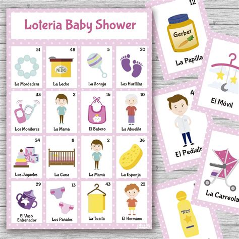 Kit Imprimible Loteria Baby Shower Niña Con 60 Tablas Oferta 14500