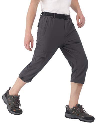Mier Mens Quick Dry Hiking Capris Pants Lightweight Stretchy Cargo Shorts Below Knee With 5