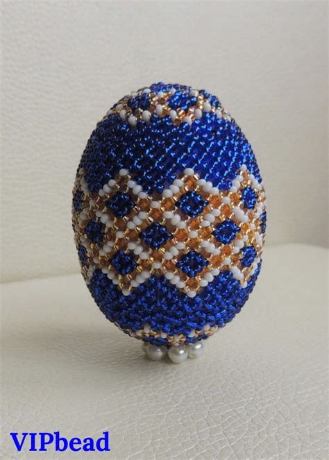 Clean, smoke and pet free home. Navy blue Easter beaded egg | Орнаменти