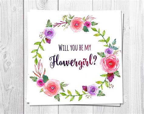 Flowergirl Card Printable Will You Be My Flowergirl By Aquartis
