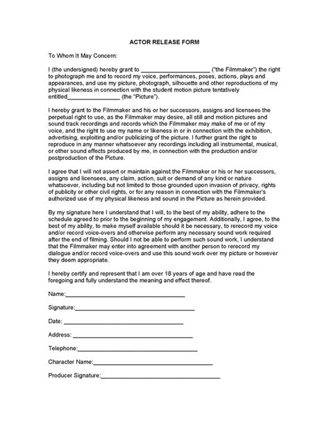 actor release form charlotte clergy coalition
