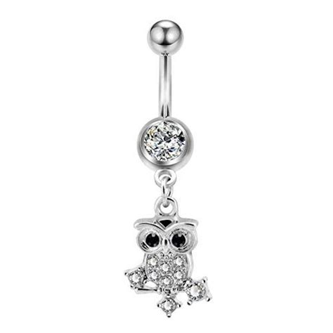 Jewseen Cute Owl Belly Button Rings 14g Navel Rings 316L Stainless