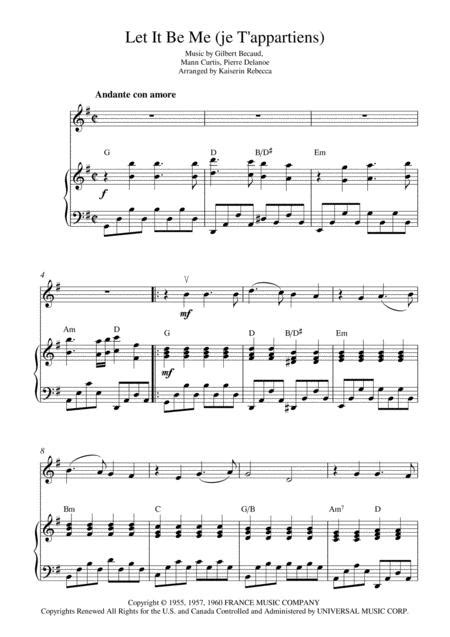 Let It Be Me Je Tappartiens By Gilbert Becaud Digital Sheet Music