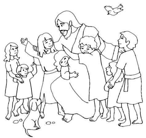 Jesus And The Children Jesus Coloring Pages Bible Coloring Pages
