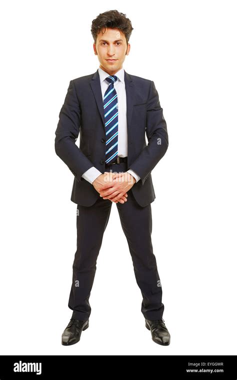 Business Man Standing Frontal In A Suit Isolated On A White Background