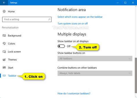 Taskbar Hide Or Show On Multiple Displays In Windows 10 Windows 10