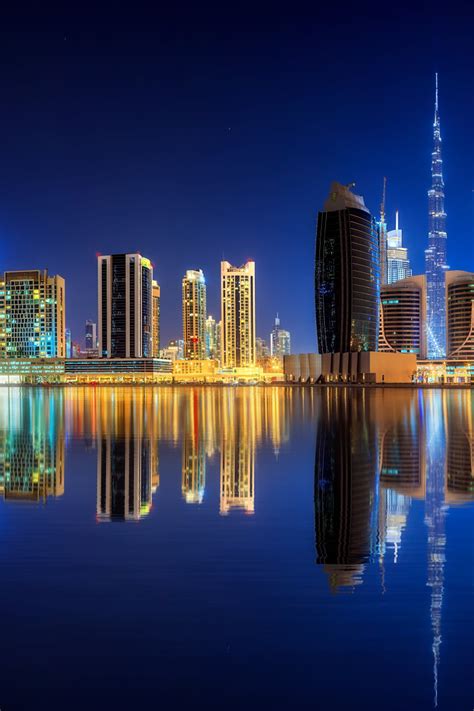 Dubai Wallpaper City Lights 8k Uae Downtown Water United Arab