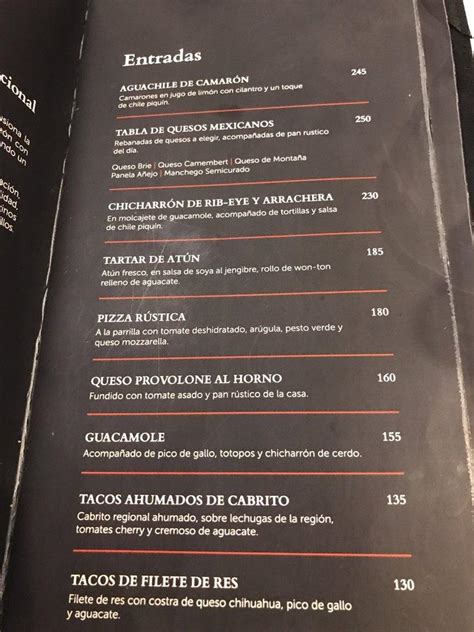 Carta Del Restaurante El Lingote Monterrey