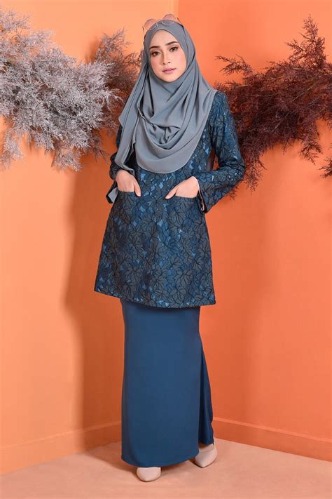 Baju Kurung Kedah Lace Gemma Teal Green Muslimahclothingcom