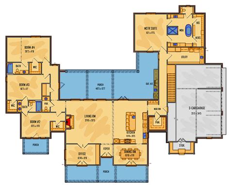 5 Bedroom Farmhouse Plan With Main Floor Master And Upstairs Childrens