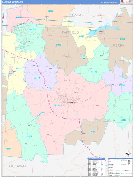 Fairfield County Oh Zip Code Maps Color Cast