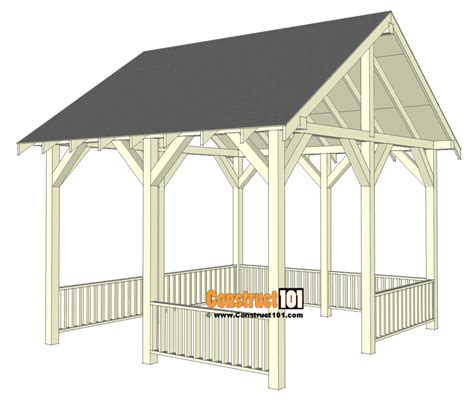 Pavilion Plans 14x16 Diy Free Outdoor Projects Construct101