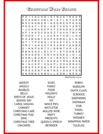 Christmas Bible Wordsearch Puzzle