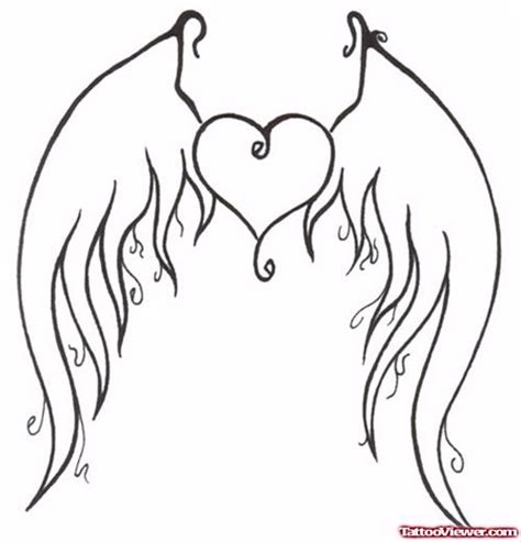 Classic Banner And Winged Heart Tattoo Design