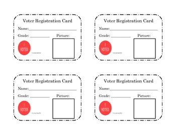 Provide training to all presiding and alternate election judges to ensure the proper execution of state and federal election law during each county/federal. Voter Registration Cards *FREEBIE by First Grade Safari | TpT