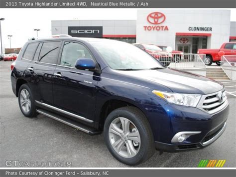 Nautical Blue Metallic 2013 Toyota Highlander Limited 4wd Ash