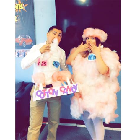 diy cotton candy and vendor costume couple costume couples costumes gum machine costume